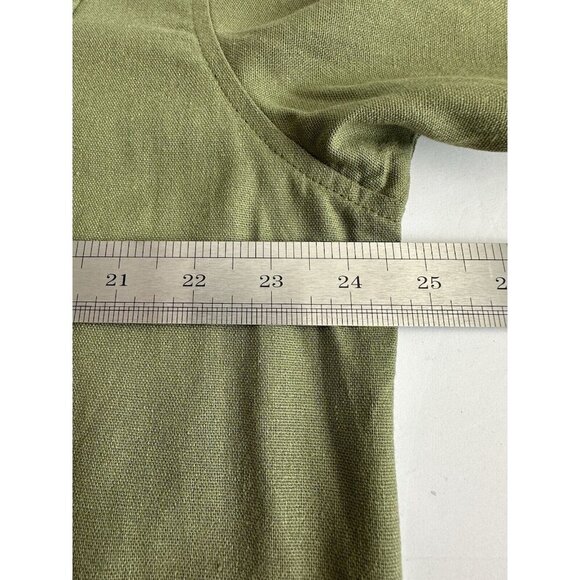 NWT Trust Mens Button Up Shirt XXL 55% Linen Army Green S/S Casual Dadcore Comfy - Picture 8 of 11
